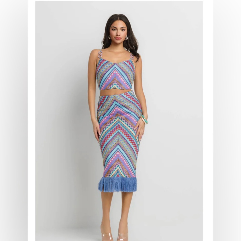 AJA MIDI MULTI COLOR SKIRT SET